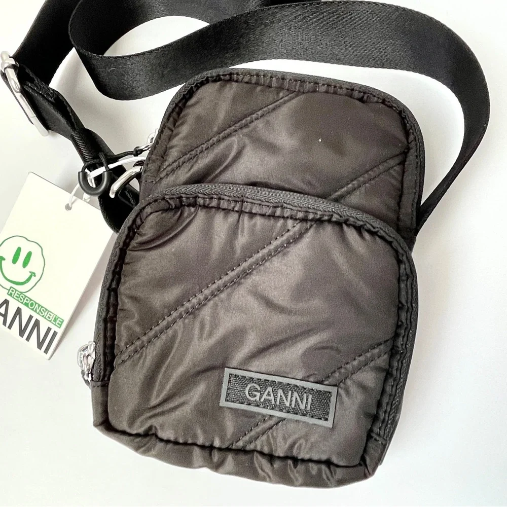 Ganni Mini Quilted Tech Crossbody Bag NWT - Picture 2 of 4